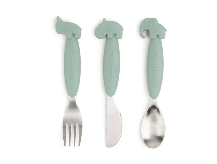 Done by deer Set de couverts Easy-grip Deer Friends 3 pièces Vert