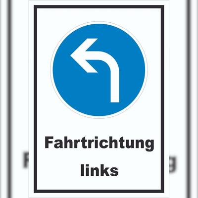 HB-Druck Schild Fahrtrichtung links A4 Rückseite selbstklebend