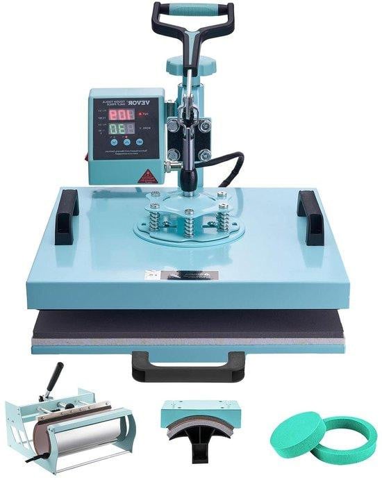 VEVOR 5-in-1 Hittepers Machine voor Textiel Ontwerpen, Groen, 38 x 38 cm