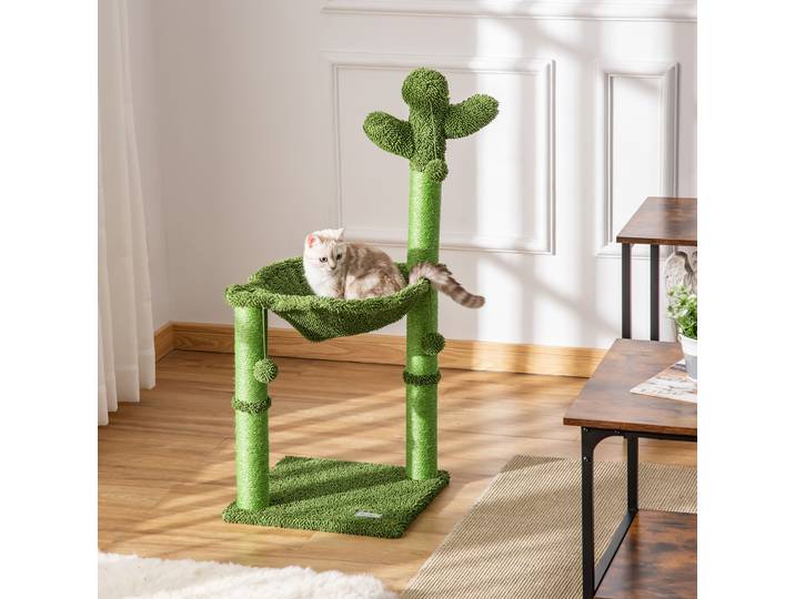 PawHut Arbre Chat Cactus Sisal Hamac Vert 40x96cm