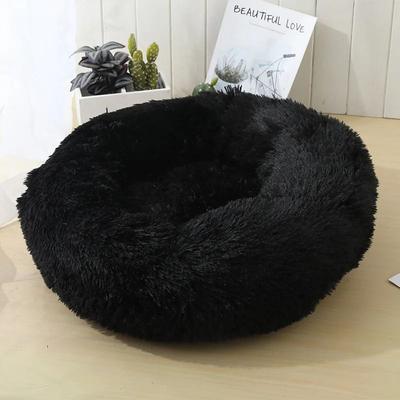 Uplifted Goods Premium Round Long Plush Pet Sanctuary black xl
