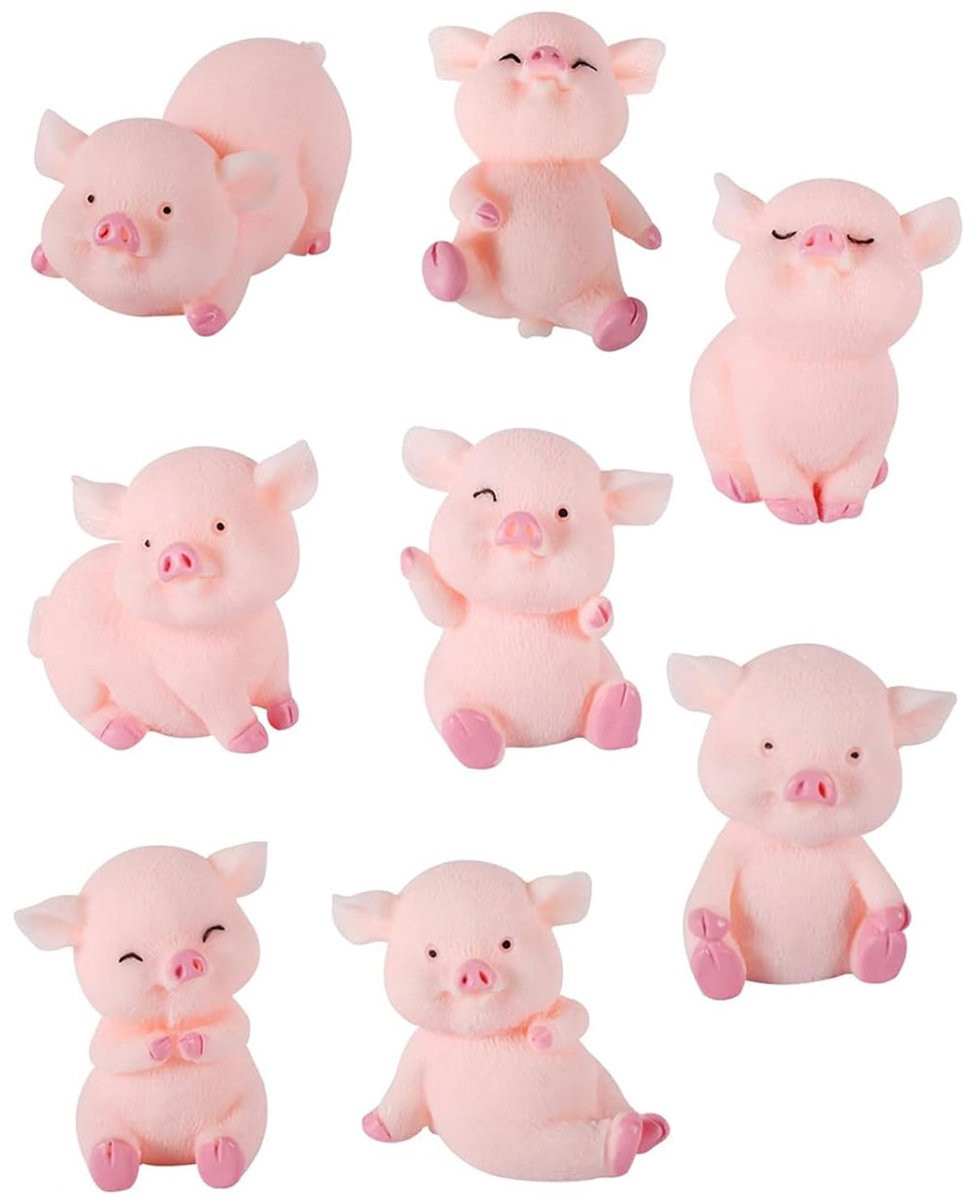 Set van 8 mini geluksschweintjes voor decoratie en als cadeau