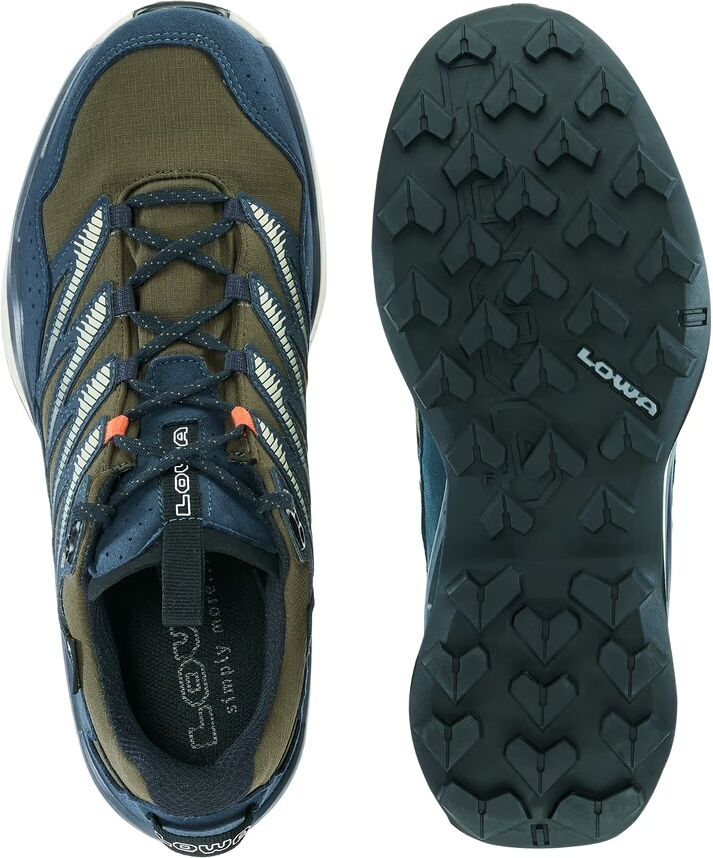 Wanderschuh LOWA "MADDOX PRO GORE-TEX LO", Herren, Gr. 42, grün (navy, oliv), Synthetik, Textil, Schuhe Wanderschuh, wasserdicht dank Gore-Tex Membrane navy, oliv 42