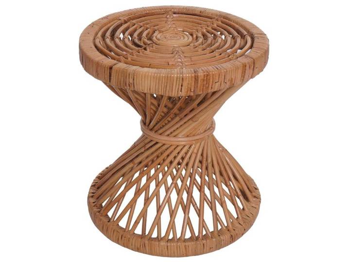 Table d'appoint HWC-M31 Table de fleurs en rotin Table basse ronde 43x38x38cm rotin Kubu naturel