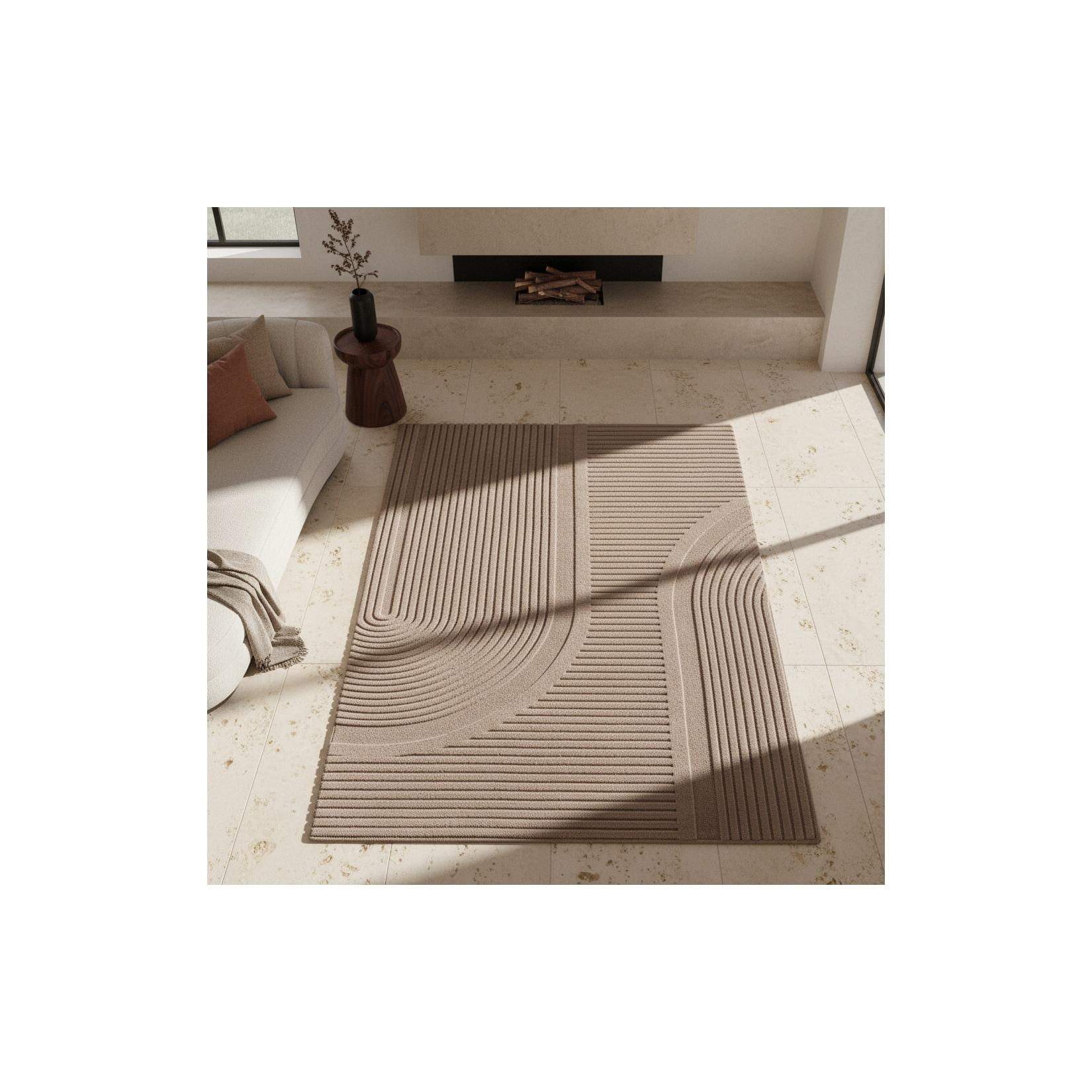 Teppich Kurzflor Waschbar LAVAREDO in Beige, im Boho-Stil, aus Microfaser, 120 x 170 cm