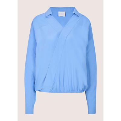 Langarmbluse MADELEINE "Bluse Wickelbluse mit Fledermausärmeln", Damen, Gr. 42, blau (gletscherblau), Obermaterial: 100% Viskose CV., Modern, normal, V-Ausschnitt, Blusen