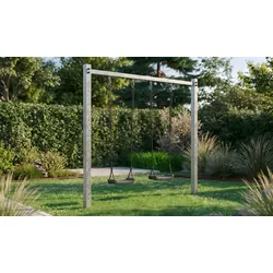 Schaukelgestell Metall Max: Gartenschaukel in der Größe 246 x 203 x 9 cm in Schwarz mit wahlweise drei verschiedenfarbige Sitze oder Nestschaukel