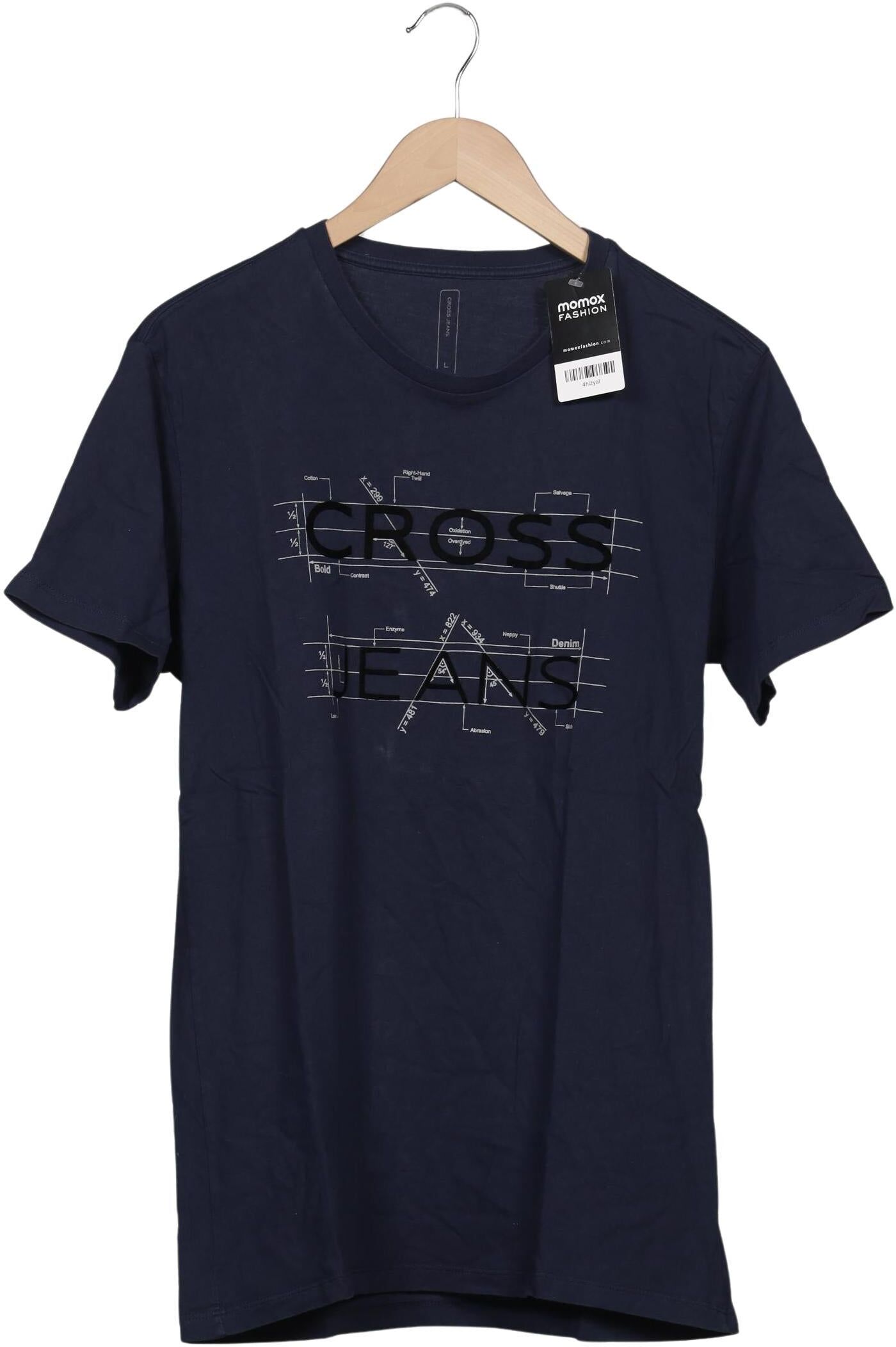 Cross Jeans Herren T-Shirt, Marineblau, Gr. L, kein / Etikett - Second Hand