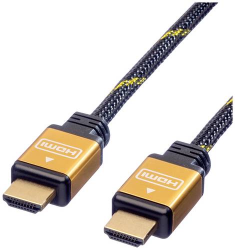Roline HDMI Anschlusskabel HDMI-A Stecker 2.00m Schwarz, Gold 11.04.5562 doppelt geschirmt, vergoldete Steckkontakte HDMI-Kabel