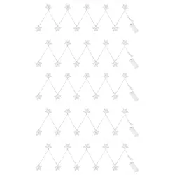 Lichterkette Weihnachtsdeko Sternen-Design Leuchtkette Sternenlampe, Metall silber, Batterie 10x LED 3000K warmweiß, L 165cm, 5er Set