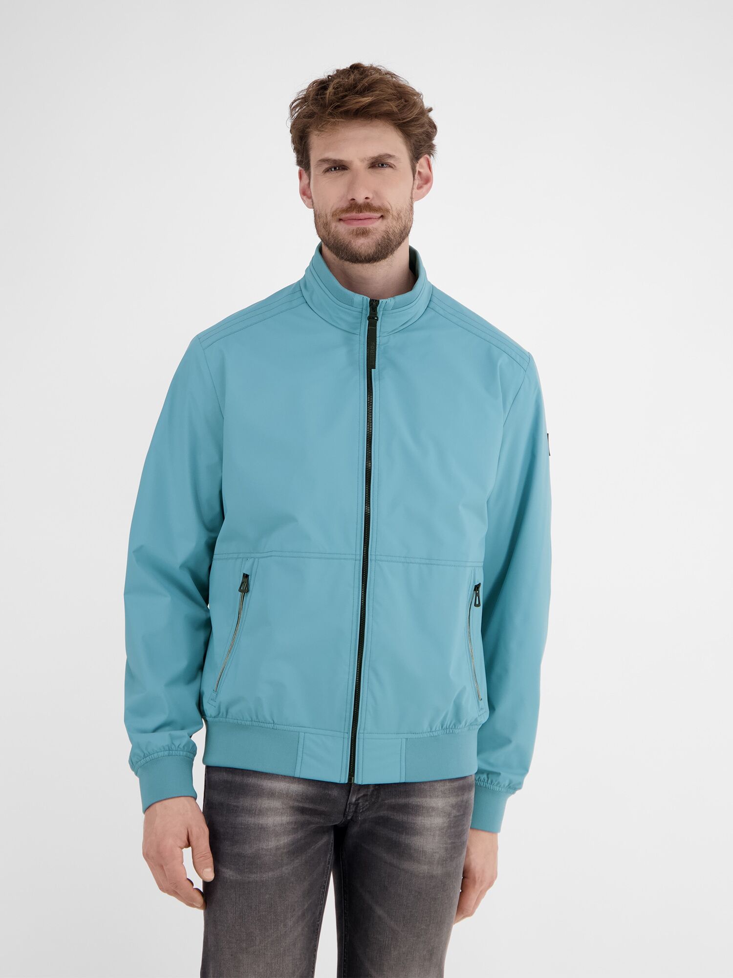 Blouson LERROS "Wind- und wasserabweisender Herren Blouson", Herren, Gr. M, blau (aqua), 100% Polyester, Jacken Blouson aqua M