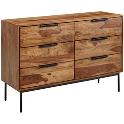 Kommode Sheesham und Metall, 6 Schubladen, Industriedesign. 117x42x80 cm | Kadima Design