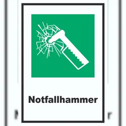 HB-Druck Notfallhammer A3 Rückseite selbstklebend Schild