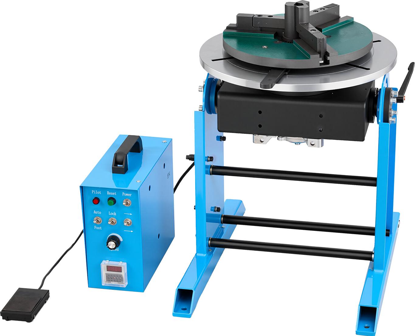 SucceBuy Schweißdrehtisch 200 kg, Schweißpositionierer 120 W, Neigungsbereich -45° bis 90°, einstellbare Drehgeschwindigkeit 0,5-5 U/min, elektrisch und mit Fußpedal, ideal für Schneiden, Schleifen und Montage