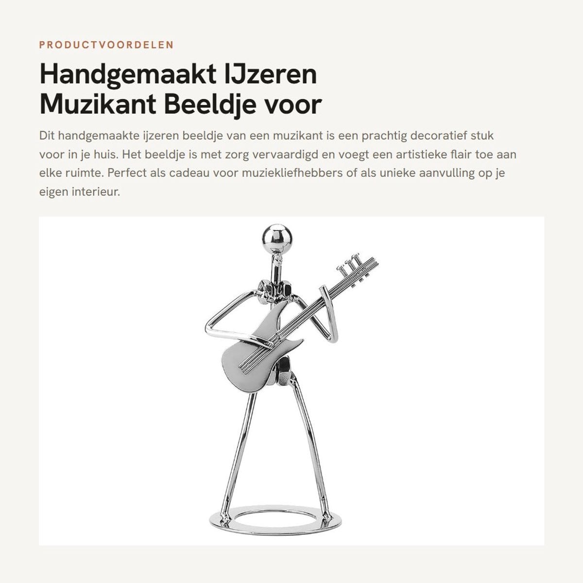 Dailygoods Handgemaakt Beeldje Muzikant voor Decoratie in Huis