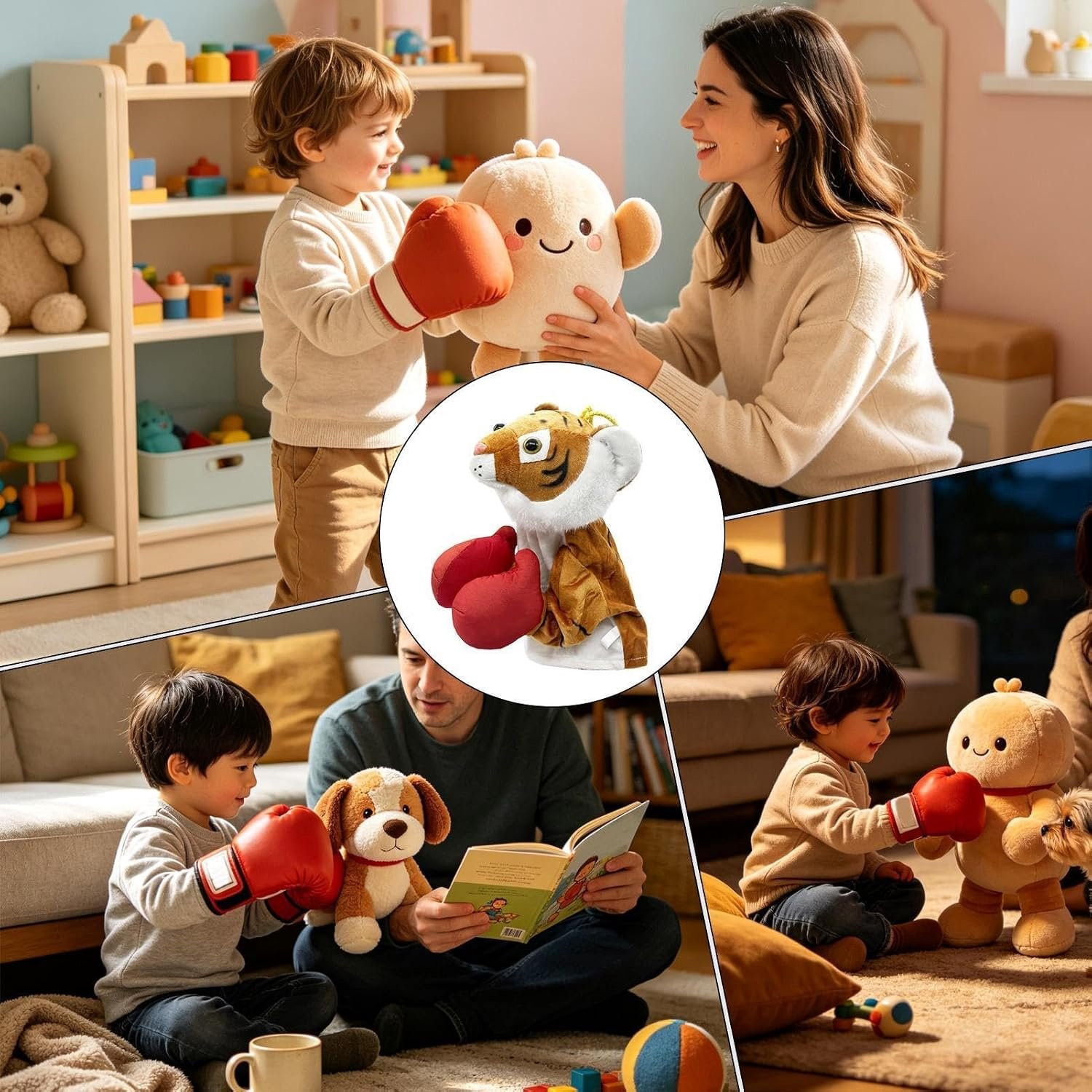 Interactieve Pluche Boks Pop met Dieren Handpoppen
