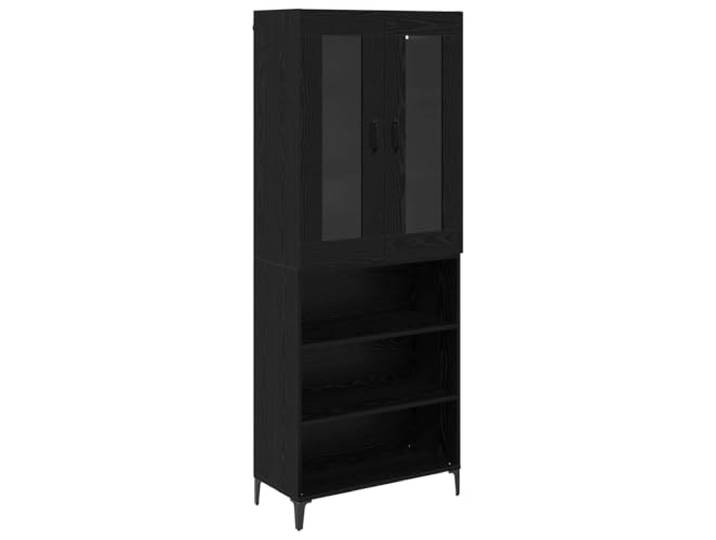 Fisinber Highboard Schwarz Eichen-Optik 69,5x34x180 cm Holzwerkstoff Vielseitiger Hängeschrank in Schwarz Eichen-Optik mit Tür für Wohnzimmer und Flur, schafft Ordnung auf kleinem Raum.