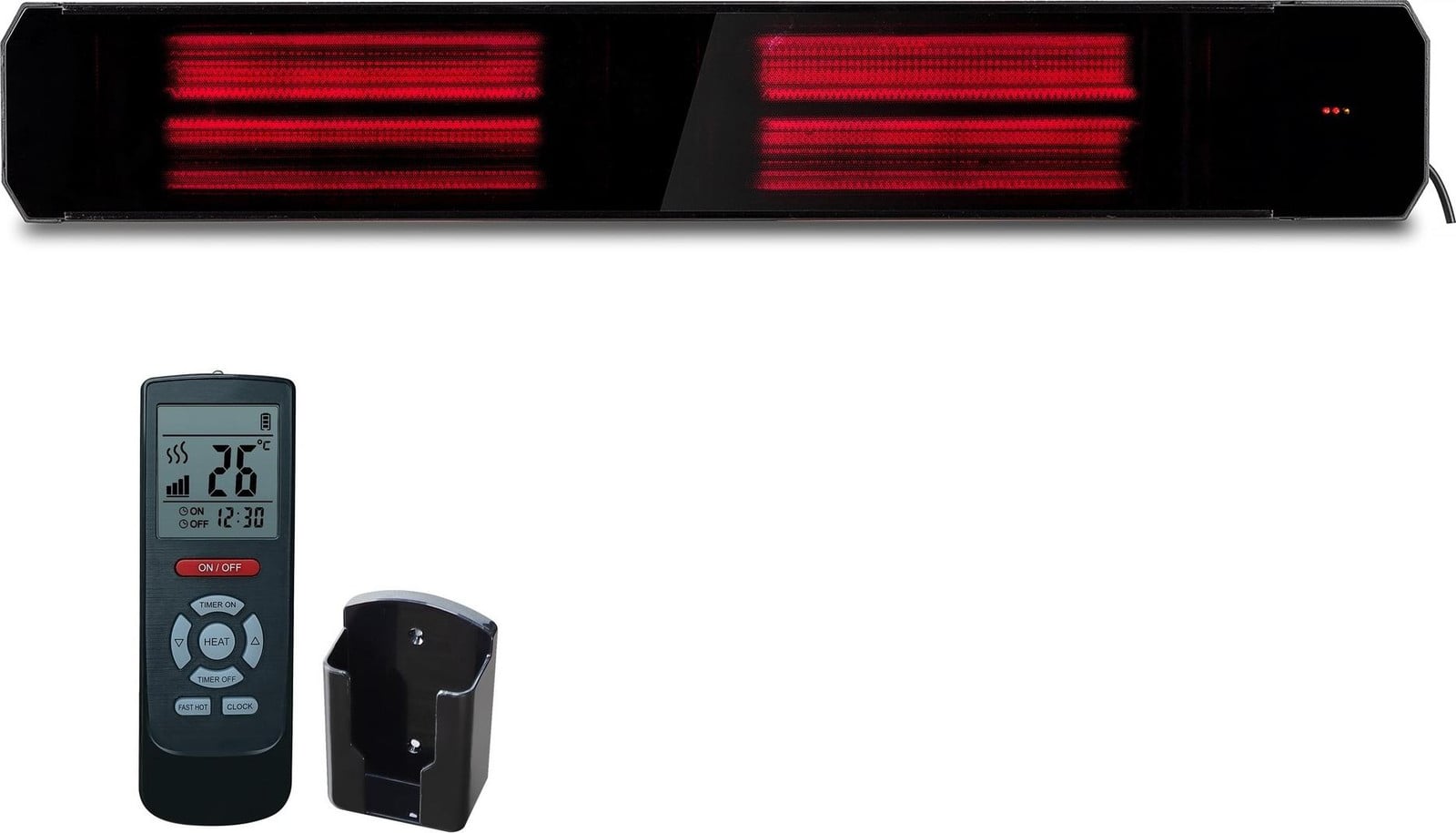 Quality Heating Infrarood terrasverwarmer - Zwart - 2200W - Breedte: 116 cm, Hoogte: 18 cm