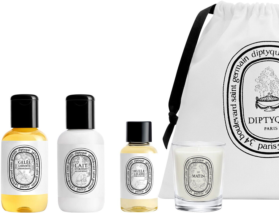 diptyque Belebendes Ritual für den Morgen - Probierset (Duschgel 60ml + Körperlotion 60ml + Oil 30ml + Kerze 35g)