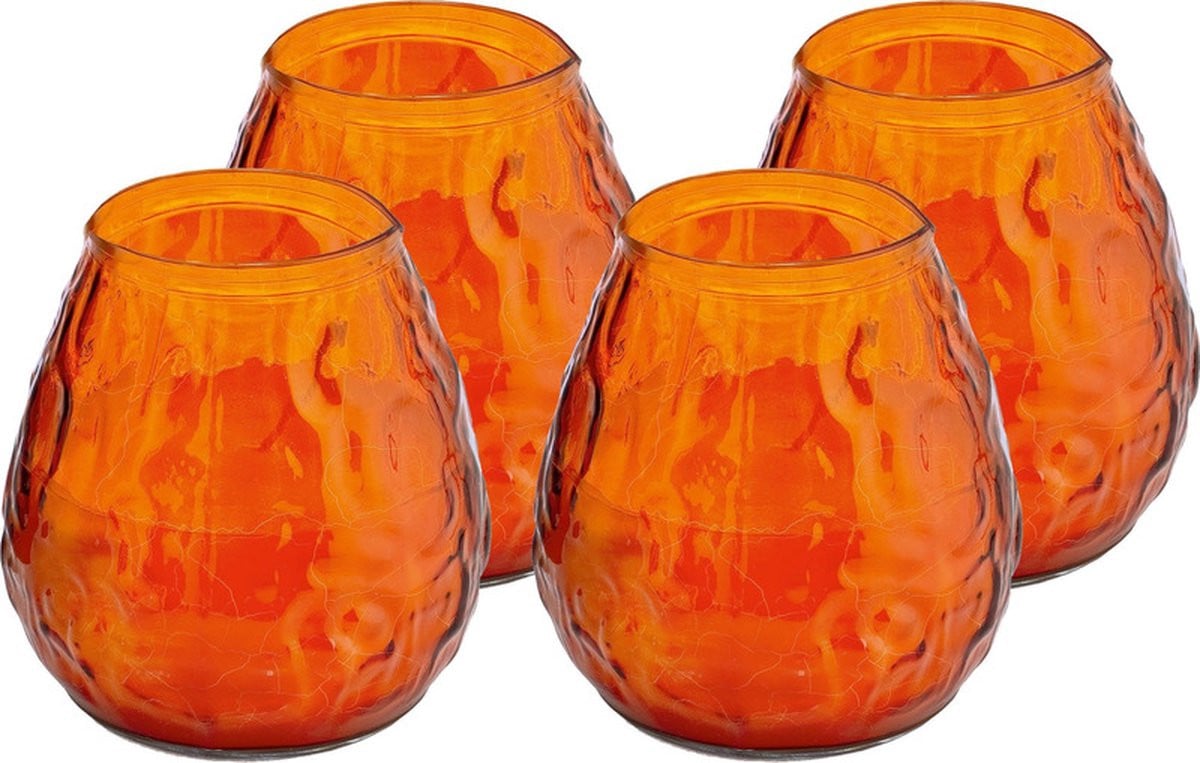 Trend Candles Windlicht kaars, 6 stuks, Oranje, Glas, 10 x 10 cm