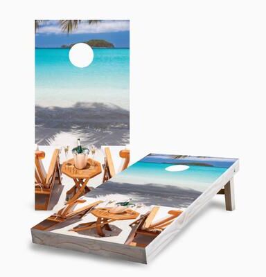 Skip's Garage Beach Chairs Corn Hole Board Set
