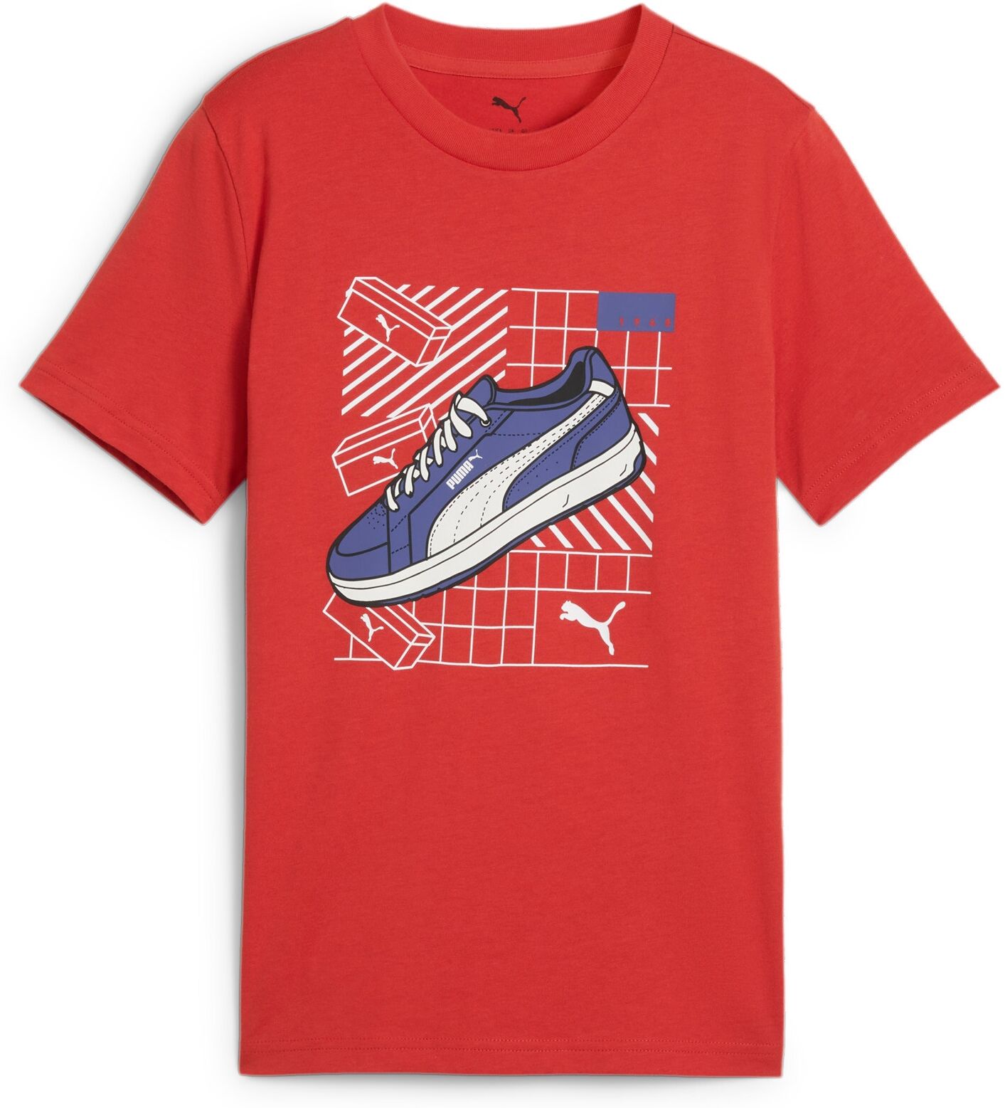 T-Shirt PUMA "GRAPHICS TEE IV B", Jungen, Gr. 152, rot (rot fire), Jersey, Obermaterial: 100% Baumwolle, bedruckt, regular fit normal, Rundhals, Shirts T-Shirt, Regular Fit, Rundhalsausschnitt, Kurzarm, für Jugendliche rot fire 152