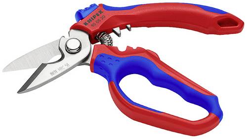 Knipex 95 05 20 SB Gewinkelte Elektrikerschere mit Mehrkomponenten-Hüllen, glasfaserverstärkt spiegelpoliert 180mm 95 05 20 SB