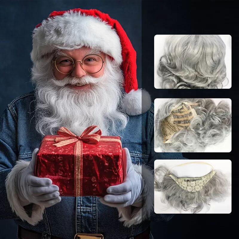 INF Ensemble barbe et perruque du Père Noël pour Noël