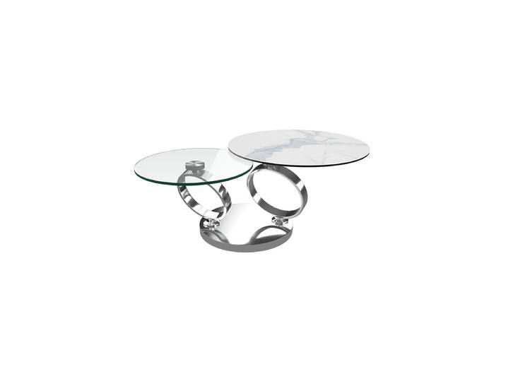 Ausziehbarer, flexibler Design Couchtisch „Eolia Silver“ Keramik Marmoroptik Weiss Akante Design