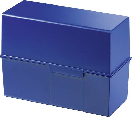 HAN Karteikasten 975-14 Karteibox Blau max. Anzahl der Karten: 500 Karten DIN A5 quer Deckel als zusätzlicher Trog nutzbar