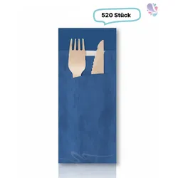 Bestecktasche mit integrierter Serviette, 8,5 x 20 cm, 520 Stück, verschiedene Designs, unbedruckt