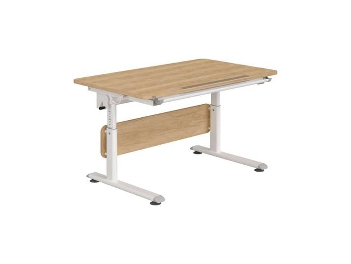 Paidi Jugendschreibtisch, Weiß, Eiche, Metall, Kunststoff, 70x53-79x120 cm, Blauer Engel, Goldenes M, höhenverstellbar, in verschiedenen Holz-Dekoren erhältlich, Arbeitszimmer, Schreibtische, Jugendschreibtisch & Kinderschreibtisch
