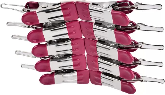 INF 10er-Pack doppelköpfige Clips aus Edelstahl mit Gummibeschichtung Rot