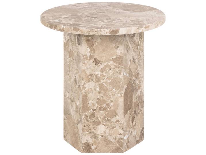 Mid.you Beistelltisch, Beige, Stein, rund, Säule, 50x50x50 cm, Wohnzimmer, Wohnzimmertische, Beistelltisch, Beistelltische rund