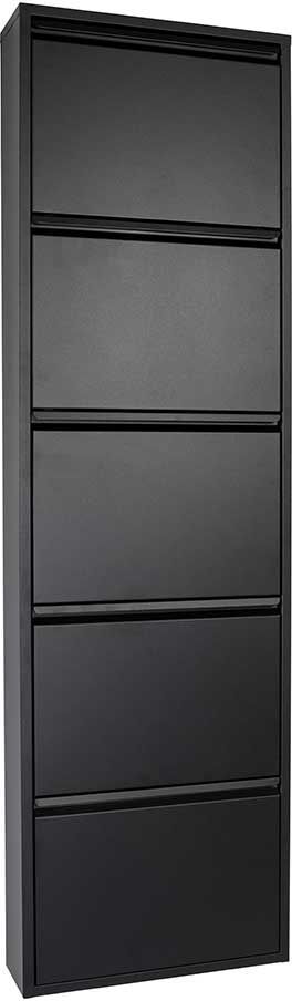 Pharao24.de Metall Schuhschrank in Schwarz 5 Klappen