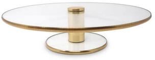 Vivence "Cake Plate with Gold Trim and Stand, 13""D"