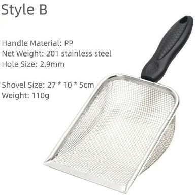 Uplifted Finds Stainless Steel Cat Litter Scoop Long Handle Metal Waste Shovel b