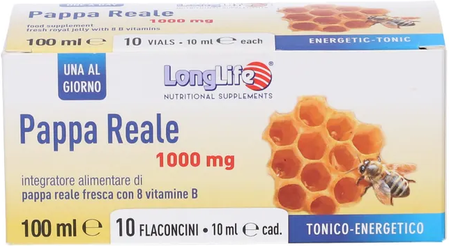 LONGLIFE Srl LongLife, Pappa Reale + Vitamina B, 10 flaconcini 