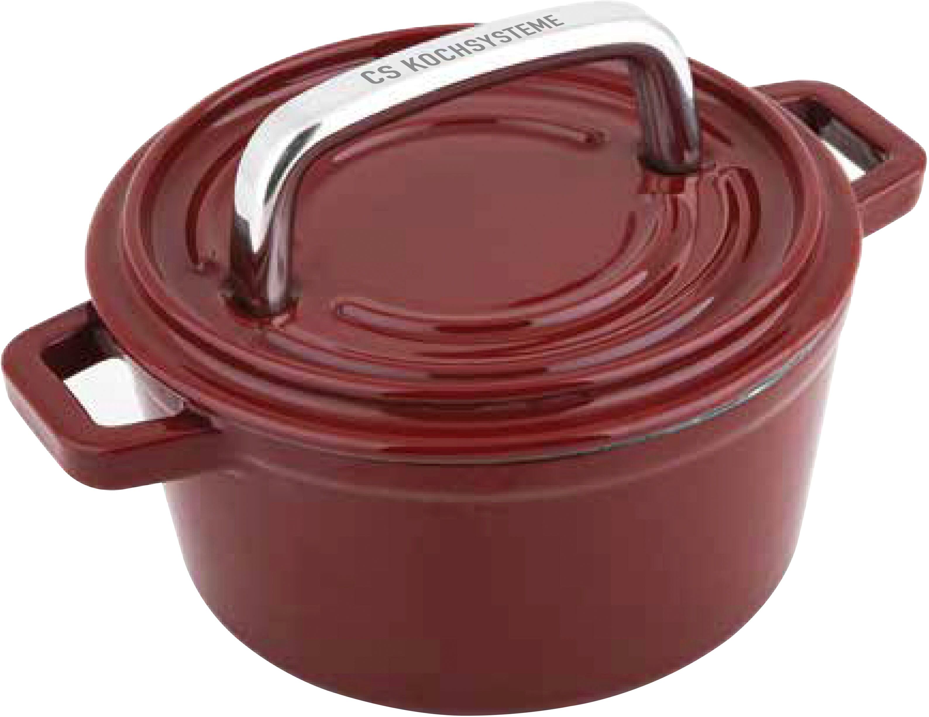 Fleischtopf CARL SCHMIDT SOHN "Alpen", rot (dunkelrot), H:7cm Ø:14cm, Töpfe, Fleischtopf, Induktion