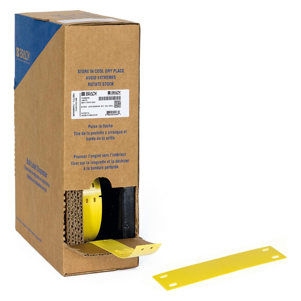 Brady BM-25x75-7643-YL, Heatex Schilder, Gelb, matt, 25.00 x 75.00 mm, nicht klebend, Grossrolle (2 (BM-25X75-7643-YL)