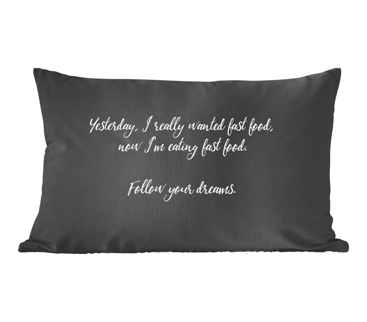 PillowMonkey Sierenkussen met Fastfood Quote - 50 x 30 cm