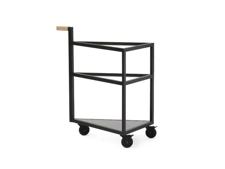 A2 Move Servierwagen Eiche schwarz gebeizt, big, Marmor marquina, Glas