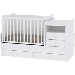 Lorelli Baby- Jugendbett Combo umbaubar 2 Kinder gleichzeitig Schaukelfunktion weiß