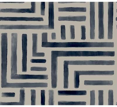 Christiane Lemieux Lemieux et Cie Painterly Labyrinth Navy Wallpaper