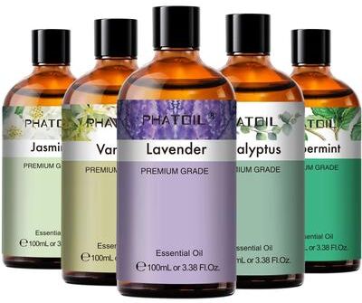 Inspired Finds PHATOIL 100ml Essential Oil Eucalyptus, Lavender, Vanilla, Jasmine, Lemon & Bergamot For Aromatherapy & Candle Mak citronella