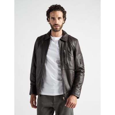Lederjacke JCC "31018159", Herren, Gr. 52, braun, Obermaterial: 100% Lammleder (Glattleder). Innenfutter unterer Teil: 100% Baumwolle. Innenfutter oberer Teil: 100% Polyester. Wattierung: 100% Polyester. Ärmelfutter: 100% Polyester, mit Knopf, Jacken
