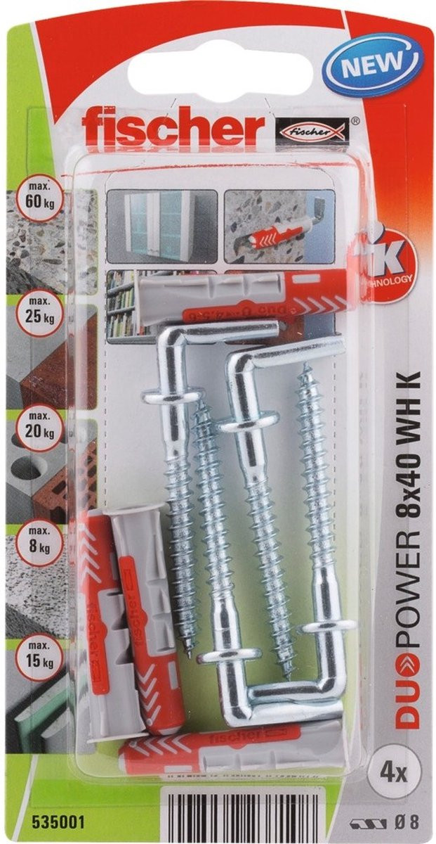 Fischer DuoPower Pluggenset 8 x 40 mm WH K NV