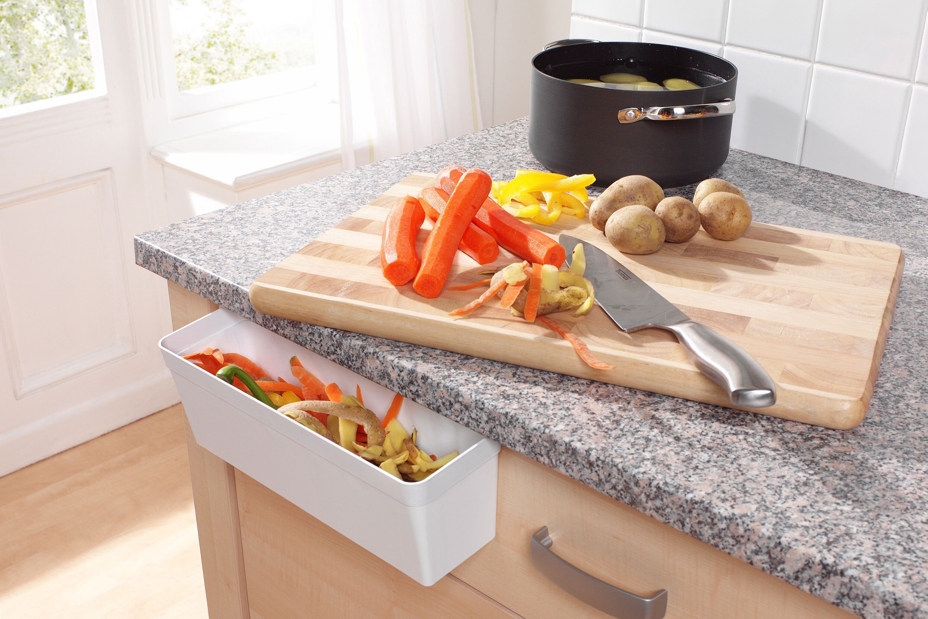 Biomülleimer RUCO, weiß, B:30cm H:10cm T:11cm, Kunststoff, Mülleimer, Biomülleimer, Kunststoff, 2erSet