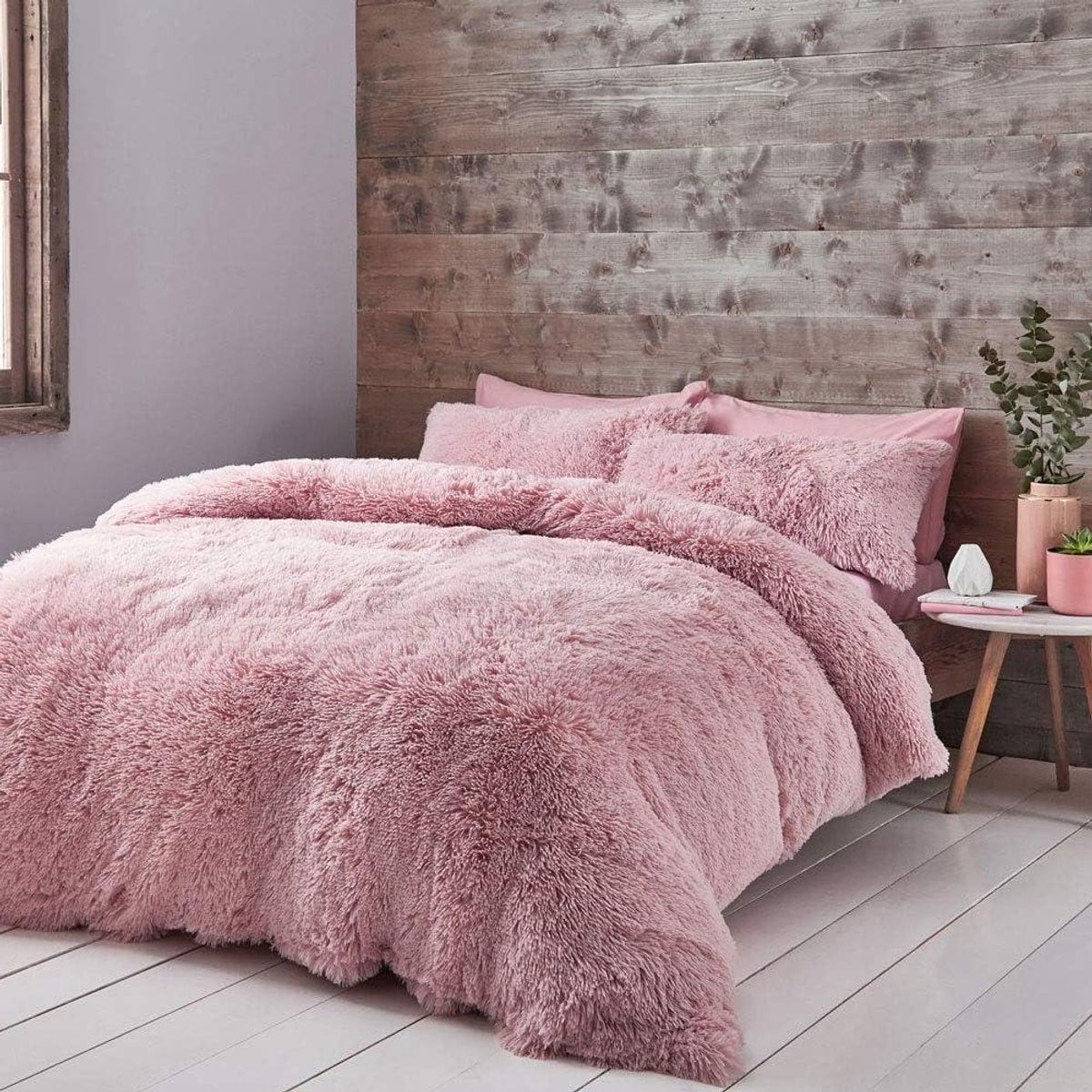 Superzachte Kingsize Dekbedset van Imitatiebont - Roze