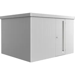 Biohort Gerätehaus Neo 348 x 292 cm (3D) Einzeltür silber-metallic